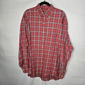 Burberry London Red Nova Check Plaid Button-Down Shirt XL USA - FLAWS